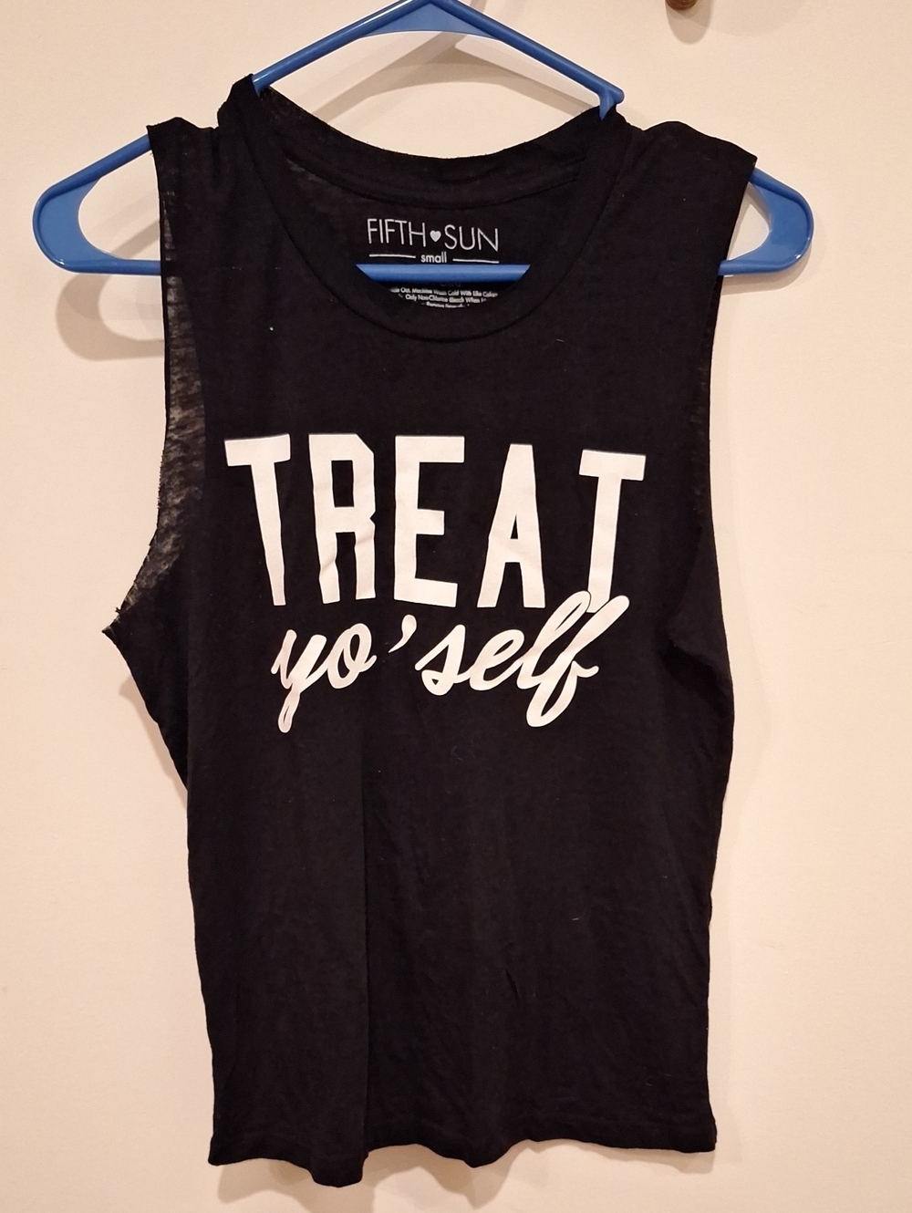 Fifth Sun "Treat yo' self" Black Tank Top
